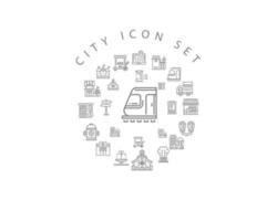 diseño de conjunto de iconos de ciudad sobre fondo blanco. vector