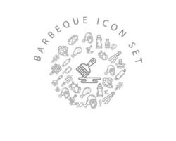 diseño de conjunto de iconos de barbacoa sobre fondo blanco. vector