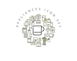 Appliances flat icon set design on white background. vector