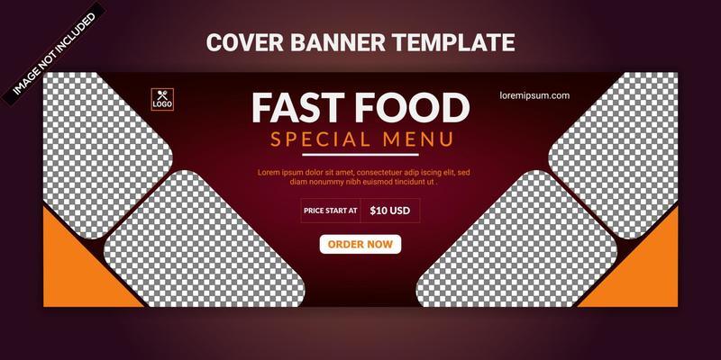Food menu and restaurant facebook cover template banner design.