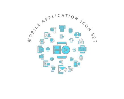 Mobile application icon set design on white background. vector