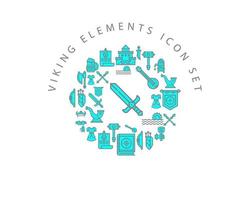 Viking elements icon set design on white background vector