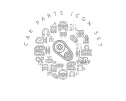 Car parts icon set design on white background. vector