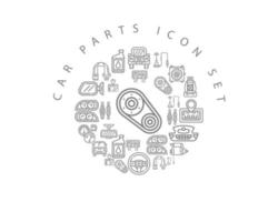 Car parts icon set design on white background. vector