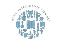 Music instruments icon set design on white background. vector