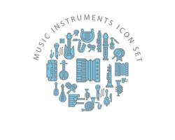 Music instruments icon set design on white background. vector