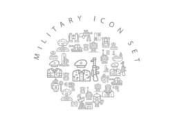 diseño de conjunto de iconos militares sobre fondo blanco vector