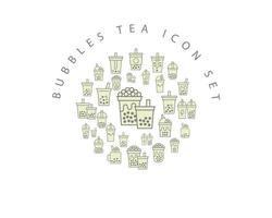 diseño de conjunto de iconos de té de burbujas sobre fondo blanco vector