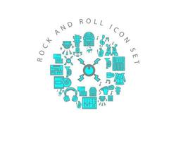 Rock and roll icon set design on white background. vector