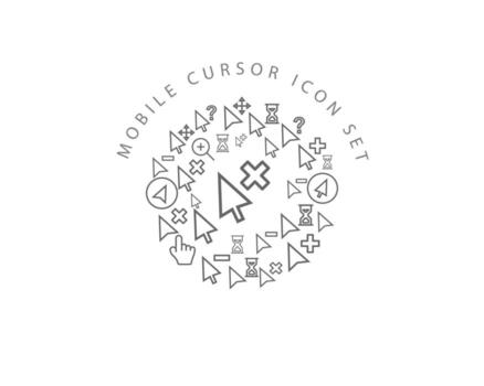 Mobile cursor icon set design on white background. vector