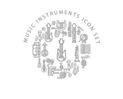 Music instruments icon set design on white background. vector