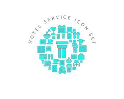 diseño de conjunto de iconos de servicio de hotel sobre fondo blanco vector