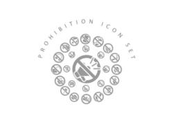 Prohibition icon set design on white background. vector