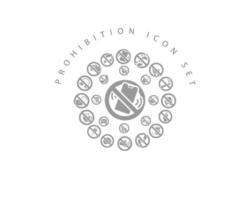 Prohibition icon set design on white background vector