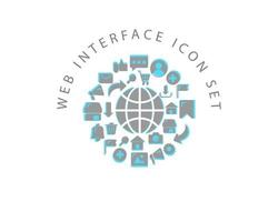 Web interface icon set design on white background. vector