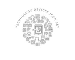 Technology  device icon set  design on white background. vector