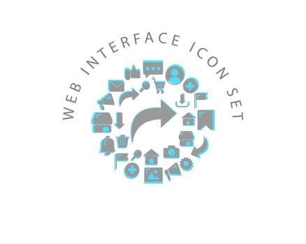 Web interface icon set design on white background. vector