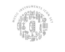 Music instruments icon set design on white background. vector