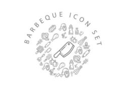 diseño de conjunto de iconos de barbacoa sobre fondo blanco. vector