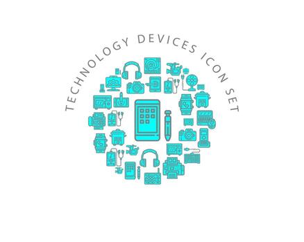 Technology  device icon set  design on white background. vector