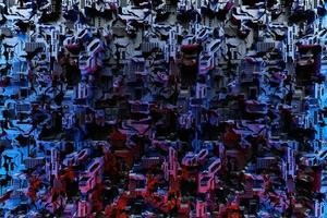 3D illustration of the Close up of the black cyber armor on neon lights photo