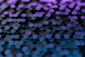3d illustration of a black honeycomb monochrome honeycomb for honey. Pattern of simple geometric hexagonal shapes, mosaic background. Bee honeycomb concept, Beehive photo