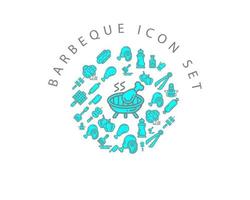 Barbeque icon set design on white background. vector