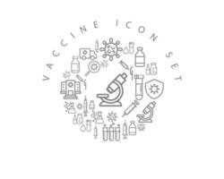 diseño de conjunto de iconos de vacuna sobre fondo blanco vector