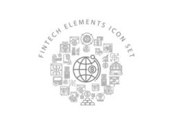 Fintech elements icon set design on white background vector