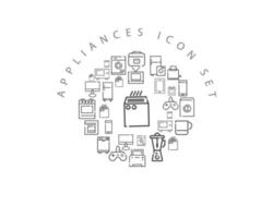 Appliances flat icon set design on white background. vector