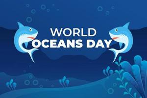 Organic flat world oceans day background design. vector