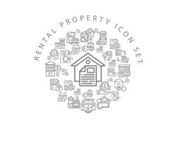 Rental Property Flat icon set design. vector