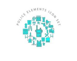 Police Elements icon set design on white background. vector