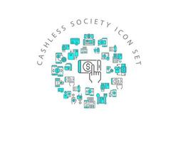 Cashless society icon set design on white background vector