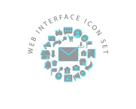 Web interface icon set design on white background. vector