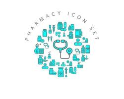 Pharmacy icon set design on white background. vector