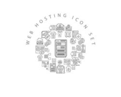 Web hosting icon set design on white background. vector