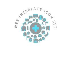 Web interface icon set design on white background. vector