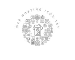 Web hosting icon set design on white background. vector