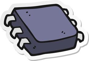 sticker of a cartoon computer chip vector