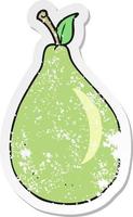 retro distressed sticker of a cartoon pear vector