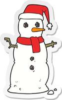 sticker of a cartoon snowman vector