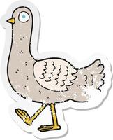 retro distressed sticker of a cartoon pigeon vector