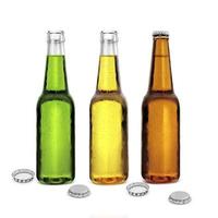 open and closed beer bottle isolated on white background. 3d render photo