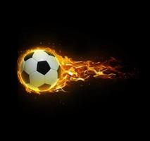 Soccer ball, on fire on black background photo