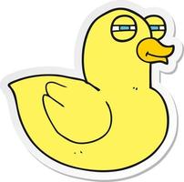 sticker of a cartoon funny rubber duck vector
