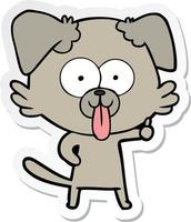 sticker of a cartoon dog with tongue sticking out vector