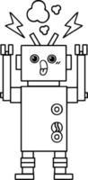 mal funcionamiento del robot de dibujos animados de dibujo lineal vector