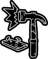 cartoon icon drawing of a hammer and nails vector