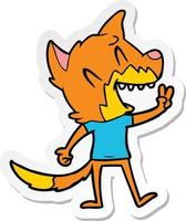 sticker of a laughing fox cartoon vector